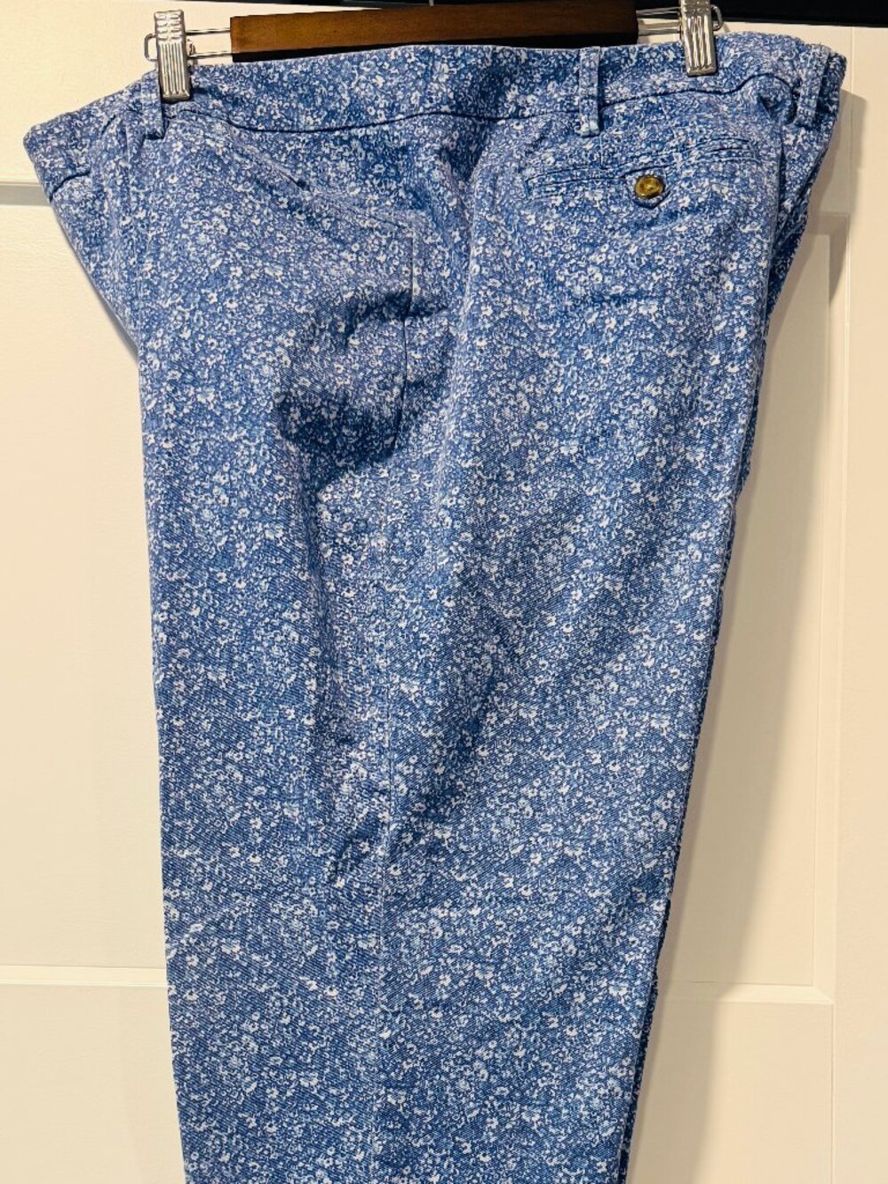 Land's End Mid Ride Blue & White Floral Cotton Chinos Ladies Size 16